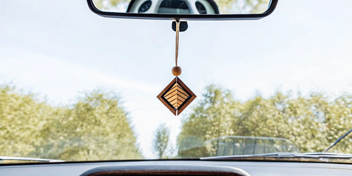 Best natural car air freshener hanging from a car's rearview mirror.