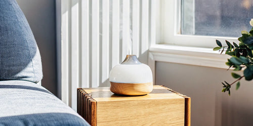 An essential oil diffuser used as a safer, phthalate-free air freshener for the home.