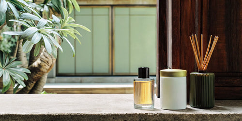 A vanilla car freshener displayed with other vanilla scent products.