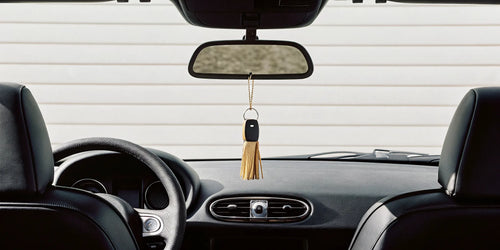 Finding the longest lasting car scent with a diffuser hanging from a car's rearview mirror.